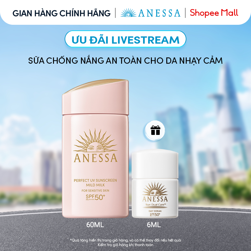 Sữa chống nắng dịu nhẹ cho da nhạy cảm Anessa Perfect UV Sunscreen Mild Milk 60ml