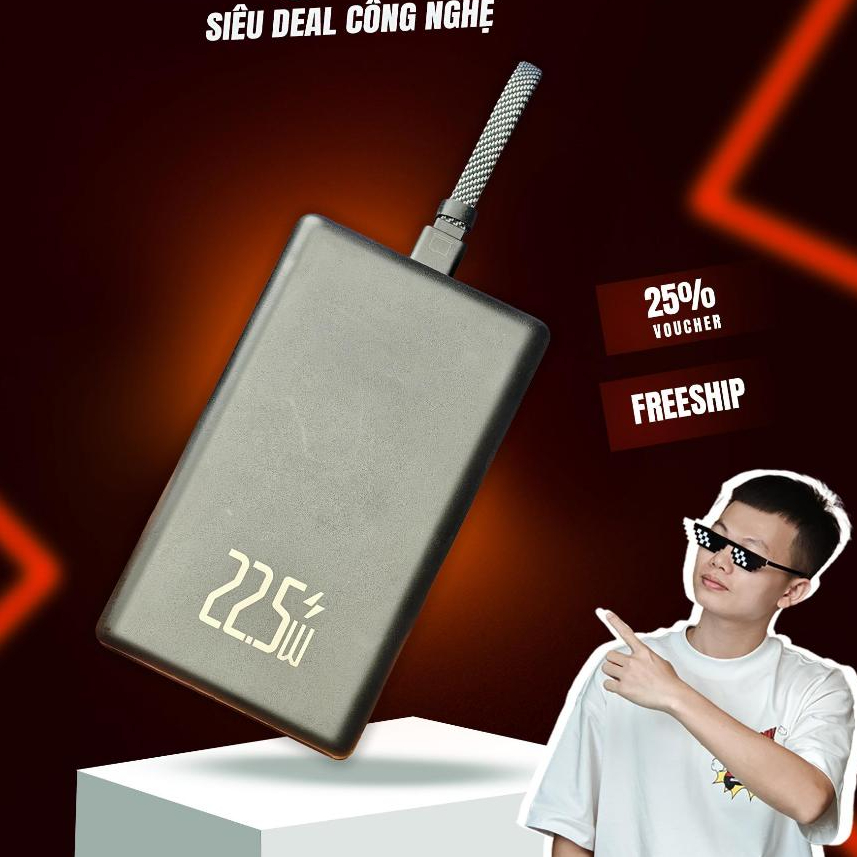 [KOC] Sạc Dự Phòng Romo PLT20 20.000mAh – Tích Hợp Dây Sạc 2 in1, Sạc Nhanh 22.5W, Thiết Kế Nhỏ Gọn, Tương Thích Sạc