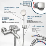 Củ Sen Nóng Lạnh Inox 304 Màu Inox Cao Cấp | CR-116S | Phối Vòi Sen Nhà Tắm Và Cài Treo Cùng Màu — ảnh 7