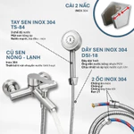 Củ Sen Nóng Lạnh Inox 304 Màu Inox Cao Cấp | CR-116S | Phối Vòi Sen Nhà Tắm Và Cài Treo Cùng Màu — ảnh 8