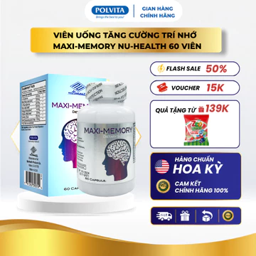 Viên uống tăng cường trí nhớ Maxi-memory NuHealth hỗ trợ làm giảm các triệu chứng rối loạn tiền đình 60 viên