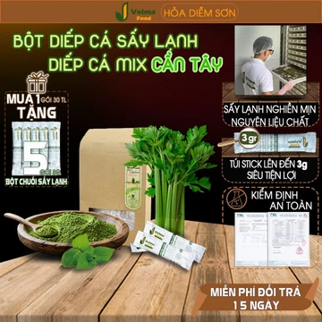Bột diếp cá VelmaFood, Bột diếp cá đắp mặt, detox cơ thể có mix cần tây, gói stick 3g siêu tiện lợi