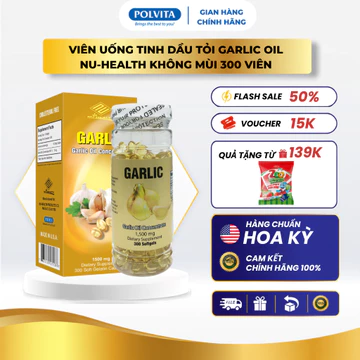 Viên uống tinh dầu tỏi Garlic Oil Nu-Health không mùi, tăng cường sức đề kháng, tốt cho tiêu hóa 300 viên