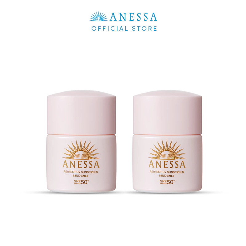 Combo 2 Sữa chống nắng dưỡng da dịu nhẹ cho da nhạy cảm & trẻ em Anessa Perfect UV Sunscreen Mild Milk 12mlx2