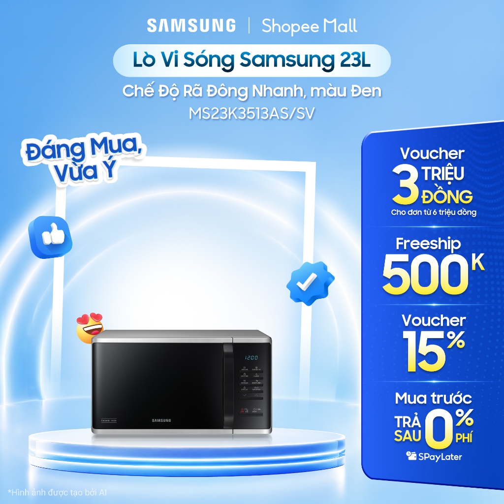 Lò vi sóng Samsung MS23K3513AS màu bạc