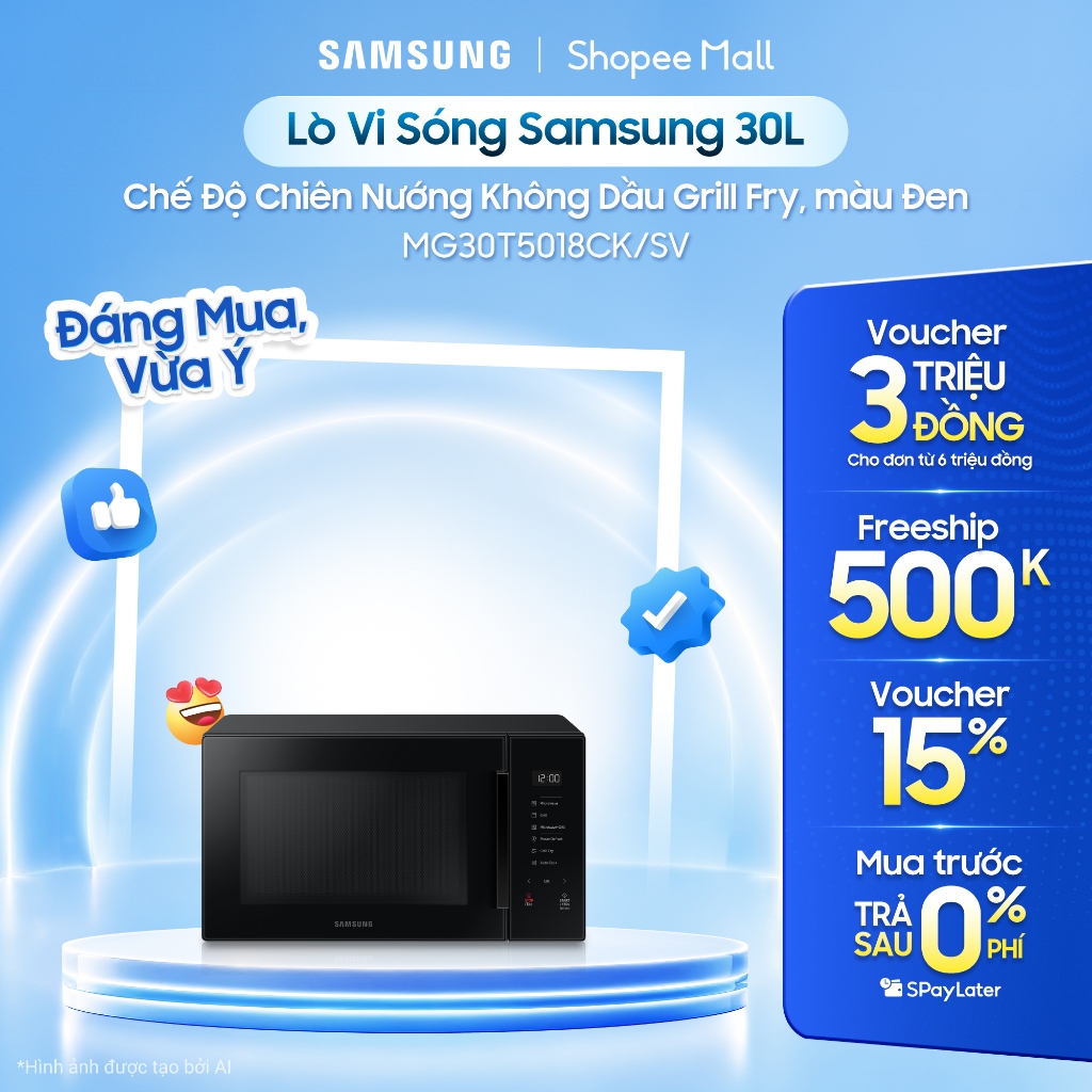Lò vi sóng Samsung MG30T5018CK/SV màu đen