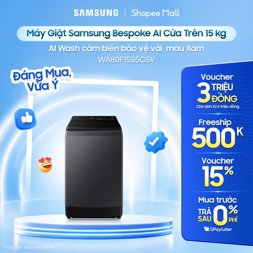 Máy giặt Samsung Bespoke AI cửa trên 15 kg