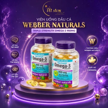 Viên Uống Dầu Cá Hỗ Trợ Sức Khỏe Webber Naturals Triple Strength Omega-3, Không Tanh Hỗ Trợ Tim Mạch
