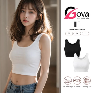 Áo Croptop Ba Lỗ Nữ Sát Nách Cổ Tròn, Áo kiểu 3 Lỗ Không Tay Chất Dẹp Quyến Rũ Nữ GOVA CR26