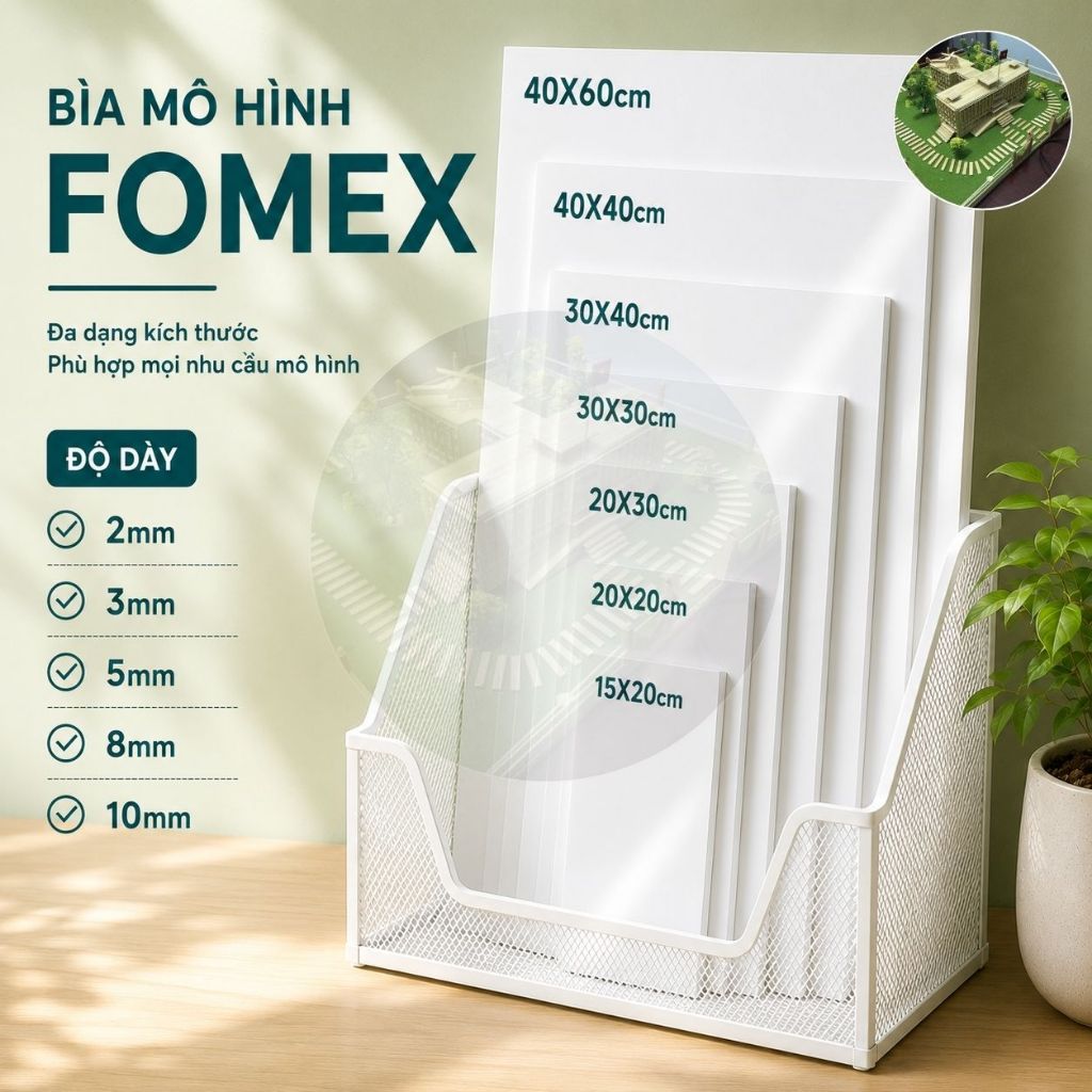 Bìa mô hình Foam A0, A1, A2, A3, A4, A5 (2mm, 3mm, 5mm, 8mm, 10mm) bìa fomex nguyên liệu làm mô hình handmade, kiến trúc