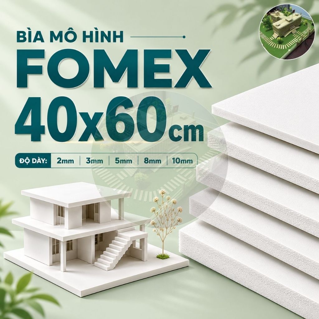 Bìa mô hình Fomex 40x60cm (2mm, 3mm, 5mm, 8mm, 10mm) bìa foam loại cứng làm handmade