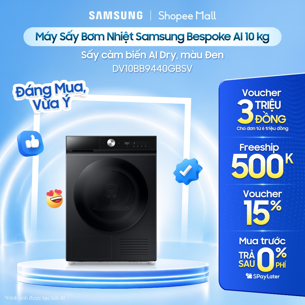 Máy sấy bơm nhiệt Samsung Bespoke AI 10 kg
