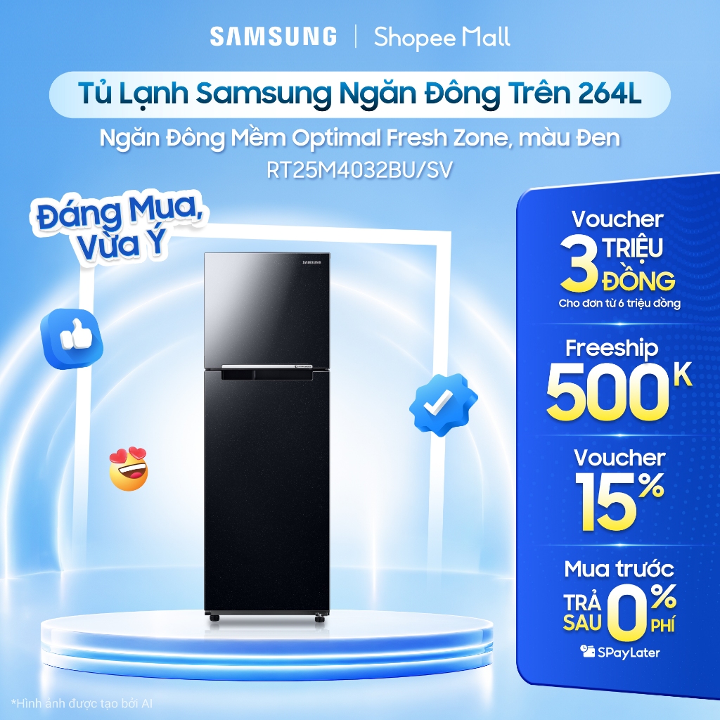Tủ lạnh Samsung RT25M4032BU/SV màu đen