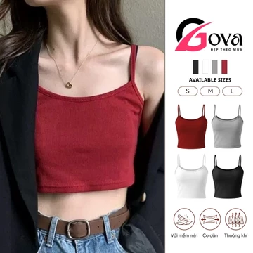 Áo Croptop Hai Dây Mảnh Vải Thun Borip Cotton Kiểu Sexy Nữ, Áo Thun Nữ Gợi Cảm, Tôn Dáng Đẹp 4 Màu GOVA CR19
