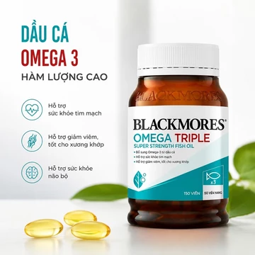 Blackmores Triple Fish Oil 1500mg 150 viên nang bổ sung Bổ Sung Omega-3 Gấp 3 Lần Dầu cá [Exp 2029]