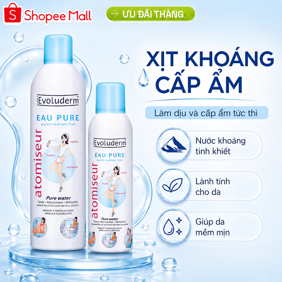 Xịt khoáng Evoluderm Atomiseur Eau Pure 150ml