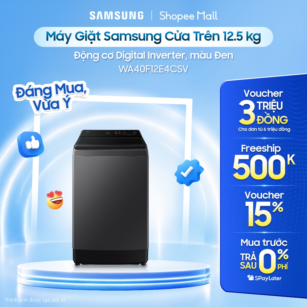 Máy giặt Samsung WA40F12E4CSV cửa trên