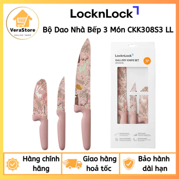 Bộ Dao Nhà Bếp 3 Món Lock&Lock CKK308S3 – Gallery Knife Set, Dao Thép Không Gỉ, Tay Cầm Chống Trượt, Bộ Dao Nhà Bếp