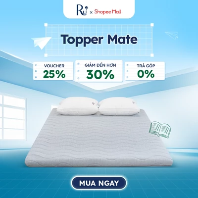 Topper Mate Ru9 Cao Cấp 5cm | Topper Foam Trải Sàn| Chất Liệu Foam Nâng Đỡ Vững Chắc | Màu Xám | Đủ Kích Thước