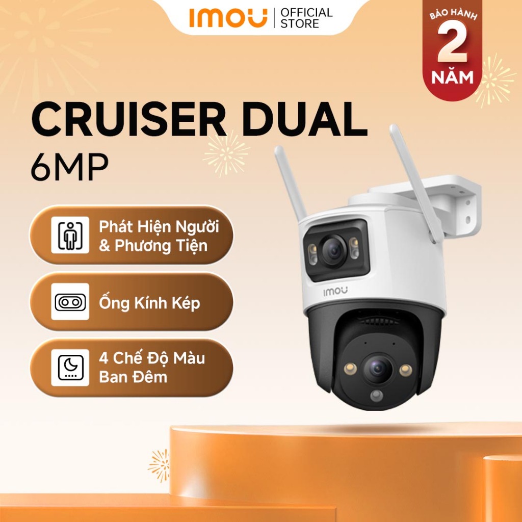 Imou Camera Wifi ngoài trời 2 mắt Cruiser Dual 6MP 64GB I IPC-S7XP-6M0WED I Xoay 360° | Phát hiện con người | Còi hú