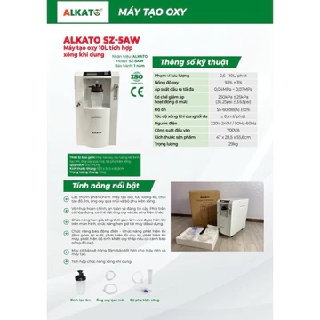 Hàng Chính Hãng - Máy Tạo Oxy ALKATO SZ-5AW 10 Lít - Máy Thở Oxy Y Tế, Hỗ Trợ Hô Hấp