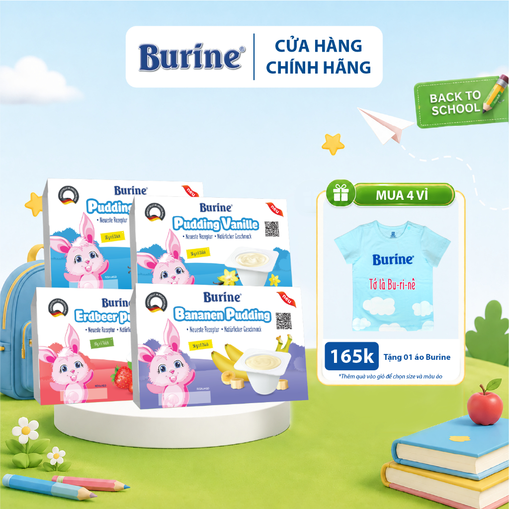 Pudding ăn dặm Burine Các Vị (Vỉ 6 Hũ x 50g)