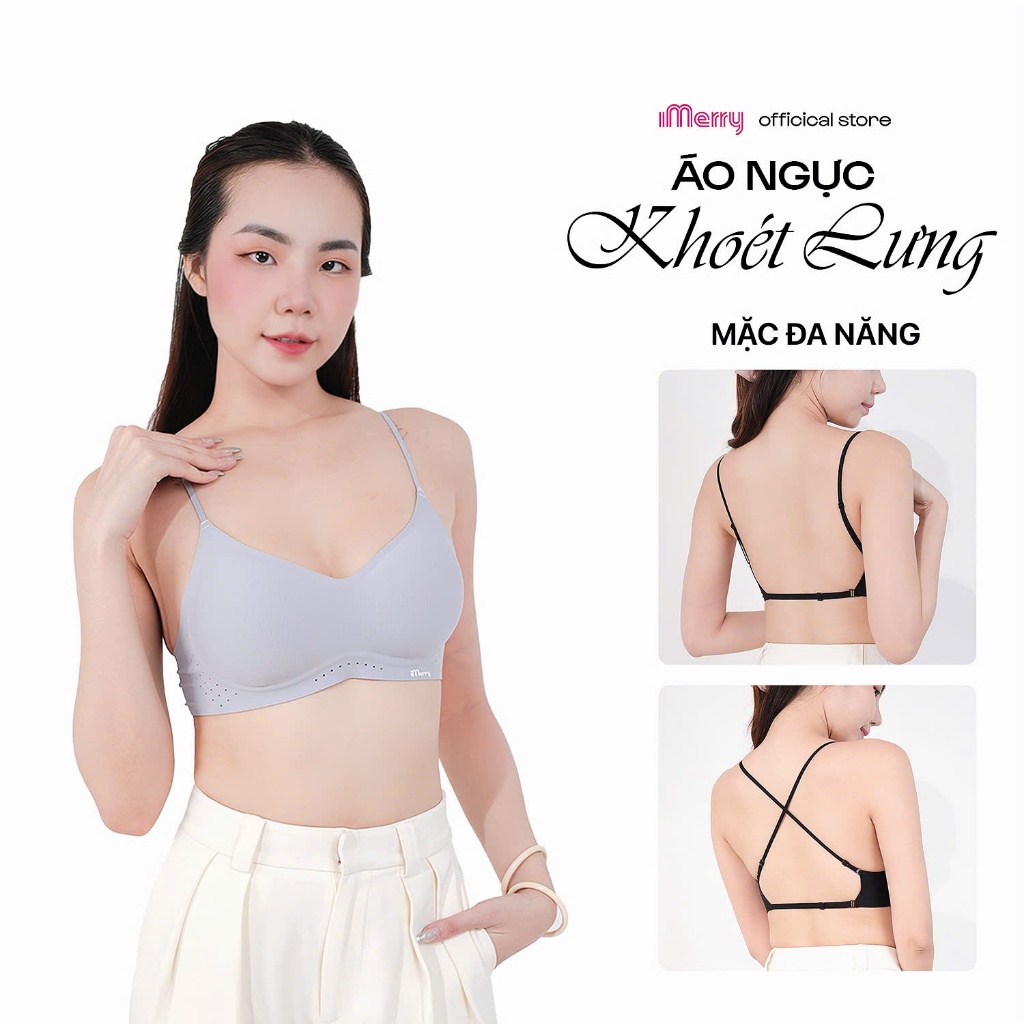 Áo Lót Khoét Lưng Sâu Chữ U Cao Cấp  iMerry chất su gân hai lớp,phối áo hở lưng hai kiểu mặc không gọng tàng hình VA014