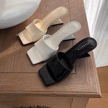 Dép Cao Gót Đế Xuồng Nữ, Sandal Nữ Mũi Vuông, Guốc Nữ Mùa Hè Đi Biển Da Mềm SU SU GD081 (Hàng chuẩn QCC)