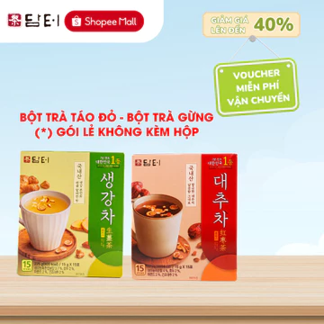 [Combo bột trà khoẻ - lành Damtuh] Trà gừng táo đỏ (15 gói) + Trà táo đỏ (15 gói)
