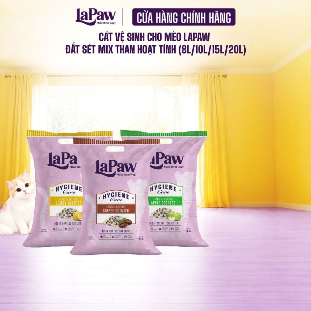 laPaw Cát vệ sinh cho mèo than hoạt tính cao cấp siêu vón cục, siêu khử mùi, thơm lâu, ít bụi 8L/10L/15L/20L | BigBuy360 - bigbuy360.vn