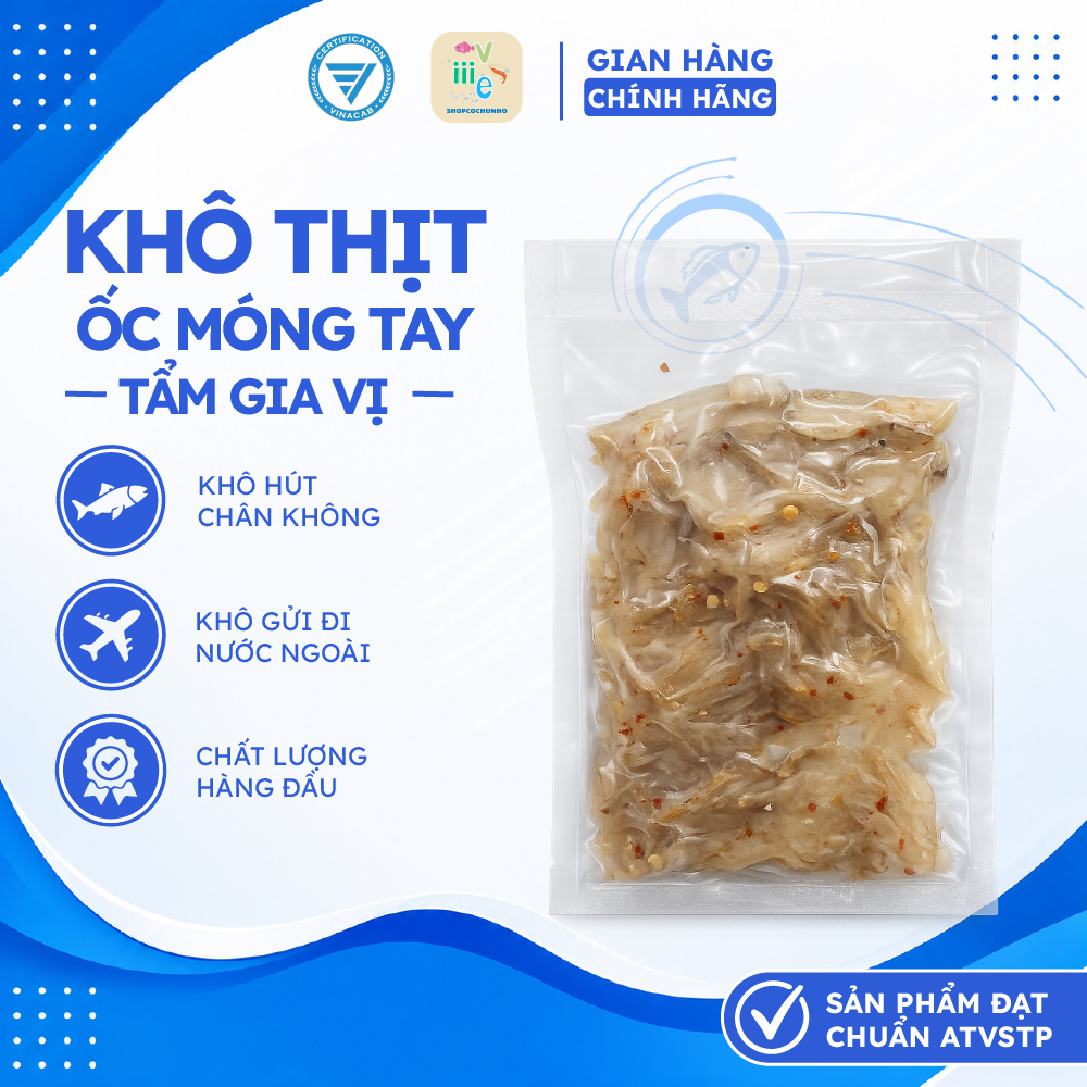 Khô thịt ốc móng tay có tẩm gia vị Vy Food, khô vị vừa ăn, loại nhất, hàng chuẩn siêu thị