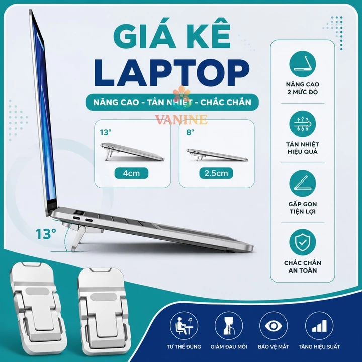 Set 2 Chân Đỡ Laptop Chống Nóng – Chống Trượt -Đế Kê Laptop Tản Nhiệt Nhanh Gấp Gọn -Giá Đỡ Laptop