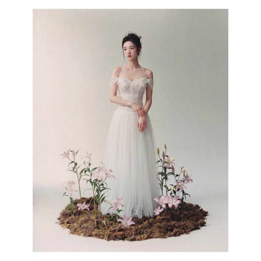 Đầm Dạ Hội Elysian Pearl Gown Tơ Lưới Phối Corset Đính 3d