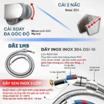 Củ Sen Nóng Lạnh Inox 304 Màu Inox Cao Cấp | CR-116S | Phối Vòi Sen Nhà Tắm Và Cài Treo Cùng Màu — ảnh 6