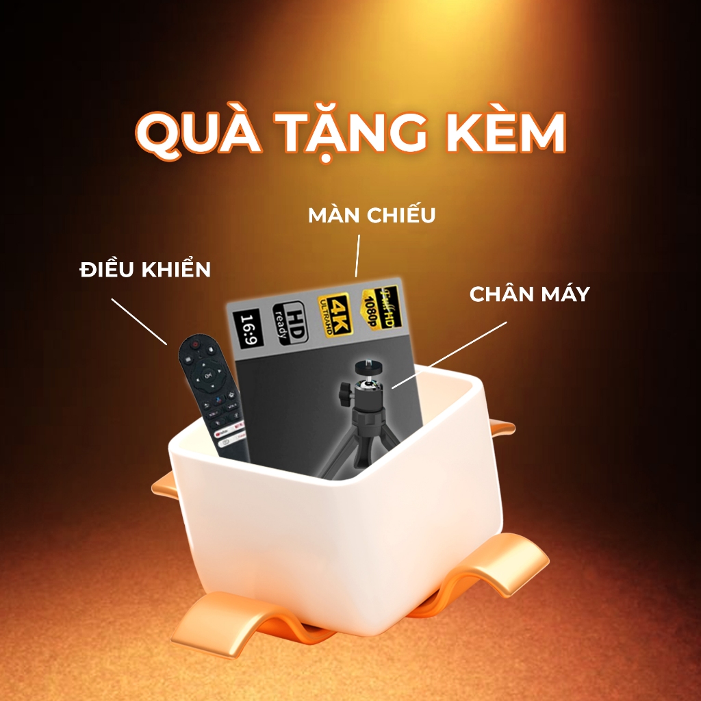 Máy Chiếu mini Yamazaki A9 PRO RAM 2GB siêu mượt HD 4K Android TV 9.0 Độ Sáng 380 - 420 ANSI Bluetooth 5.3 | BigBuy360 - bigbuy360.vn