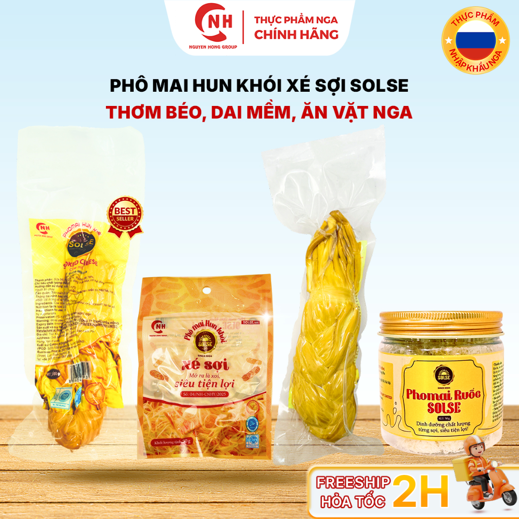 Phô Mai Hun Khói SOLSE, Phomai Xông Khói Xé Sợi Nga Ăn Vặt Thơm Ngon Cheese