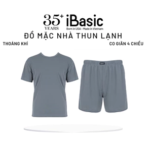 Bộ mặc nhà nam iBasic thun lạnh thoáng khí áo tay ngắn quần đùi HOMM022