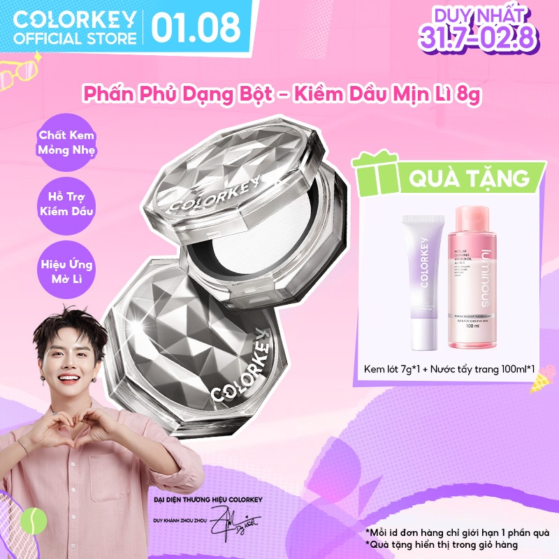 Phấn Phủ Bột Colorkey Kiềm Dầu 8g - Không Bị Flashback, Hạt Phấn Siêu Mịn, Mờ Lỗ Chân Lông, Lâu Trôi