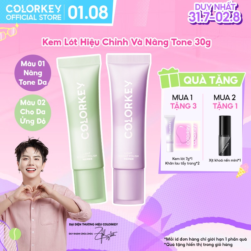 Kem Lót Colorkey Nâng Tone 30g - Hiệu Chỉnh Da Xỉn Màu , Mỏng Nhẹ, Không Bí Da, Giúp Lớp Nền Bền Lâu
