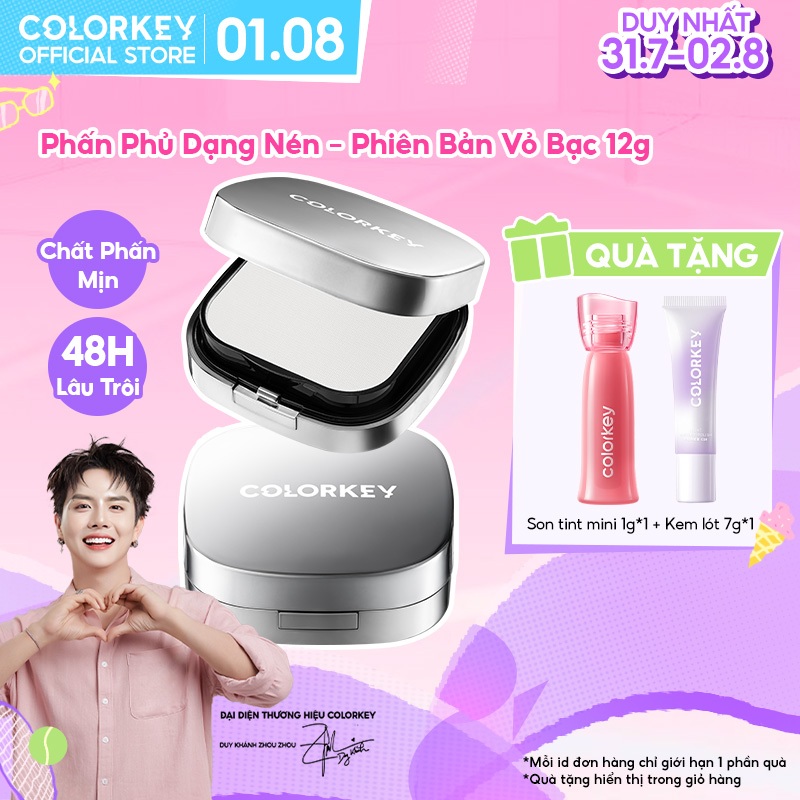 Phấn Phủ Nén Colorkey 12g - Kiềm Dầu 48H, Cho Lớp Nền Khô Ráo, Cho Lớp Nền Mịn Lì, Makeup Tự Nhiên