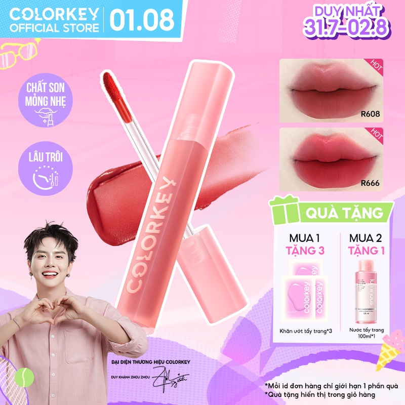 Son Velvet COLORKEY Chất Son Kem Nhung, Mịn Lì, Mềm Mượt Trên Môi 3g/2.5g