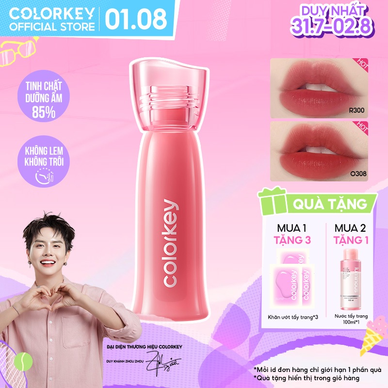 Son COLORKEY Watery Tint Phiên Bản Mới Bền Màu Lâu Trôi, Không Dính Cốc, Siêu Mịn Môi 2.5g