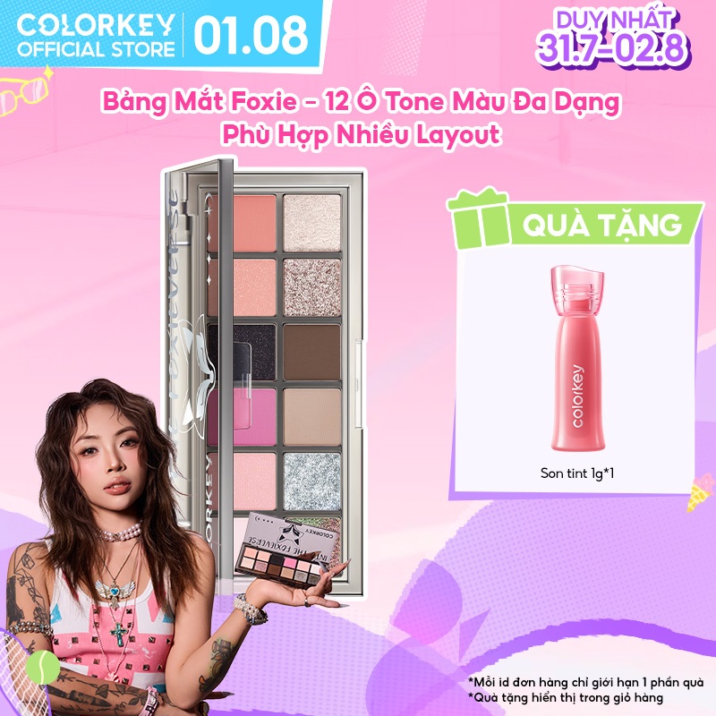 Bảng Phấn Mắt Colorkey Foxie Phiên Bản Đặc Biệt - 12 Ô Nhũ Lì, Màu Đậm Chuẩn, Bảng Màu Đa Dụng 14.2g