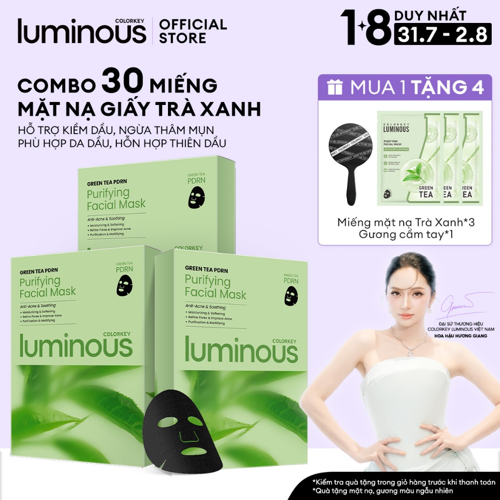 Combo 3 Hộp Mặt Nạ Dưỡng Da COLORKEY LUMINOUS Hỗ Trợ Cấp Ẩm Cho Da Mịn Màng 10 miếng/hộp