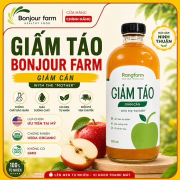 [MUA 5 TẶNG 1]Giấm Táo Giảm Cân Nguyên Chất 500ml(Có Giấm Cái),Lên Men Tự Nhiên Từ Táo Xanh Ninh Thuận