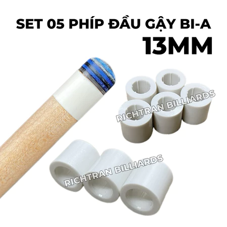 Set 05 Chiếc Phíp Nhựa Đầu Gậy Bi-a Đường Kính 13mm Có Rãnh Trong | Phíp Trắng Đầu Cơ Bida Loại Cứng Trung Bình