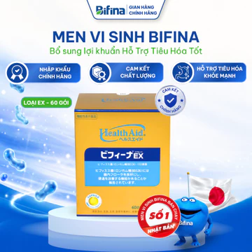 Men Tiêu Hóa Bifina Nhật Bản Loại EX Hộp 60 Gói Hỗ trợ giảm táo bón, tiêu chảy, tiêu hoá khoẻ, ruột kích thích