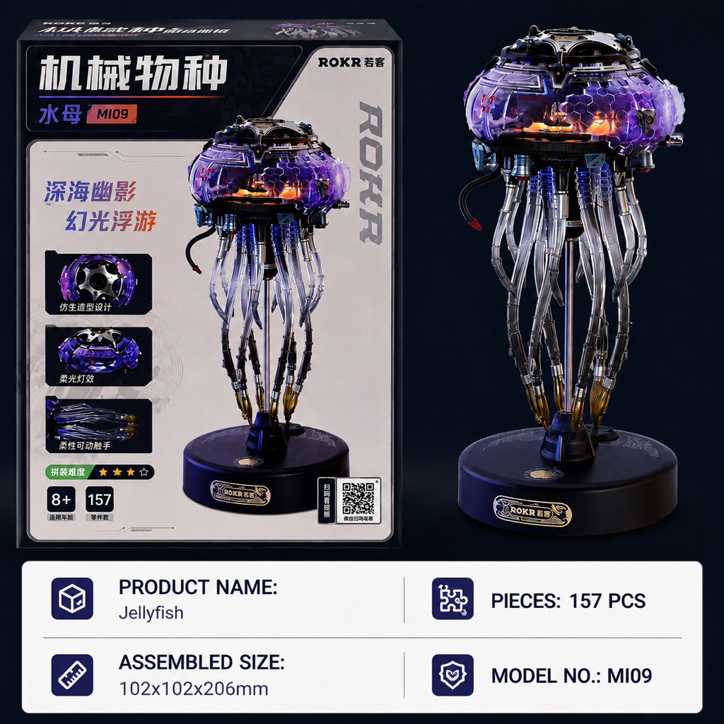 Mô hình lắp ráp DIY ROKR MI09 Jellyfish | Mô hình lắp ráp cơ khí 3D Sứa chuyển động đèn Led | Decor Quà tặng trang trí | BigBuy360 - bigbuy360.vn