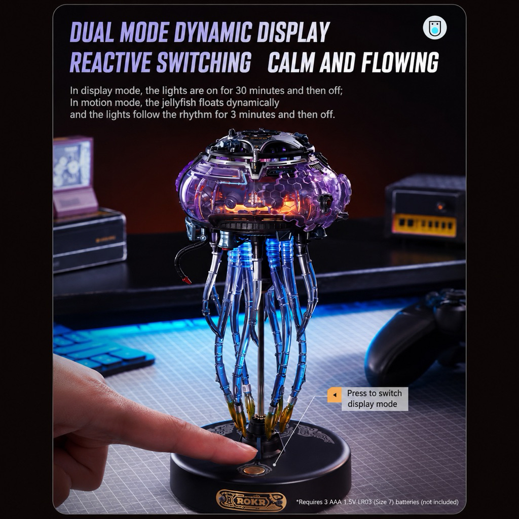 Mô hình lắp ráp DIY ROKR MI09 Jellyfish | Mô hình lắp ráp cơ khí 3D Sứa chuyển động đèn Led | Decor Quà tặng trang trí | BigBuy360 - bigbuy360.vn