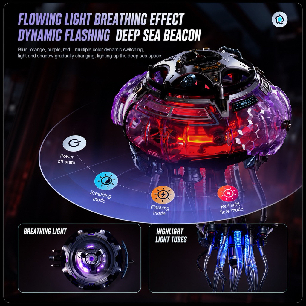 Mô hình lắp ráp DIY ROKR MI09 Jellyfish | Mô hình lắp ráp cơ khí 3D Sứa chuyển động đèn Led | Decor Quà tặng trang trí | BigBuy360 - bigbuy360.vn